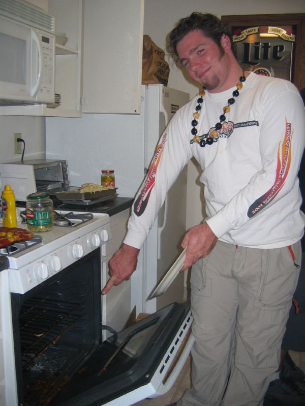 dropped pizza in the oven